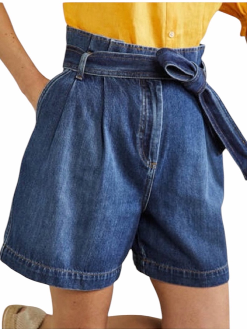 Boden high waisted paper bag denim shorts size 12